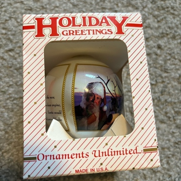 Vintage New Holland Tractor Glass Ball Ornament Christmas Santa Reindeer